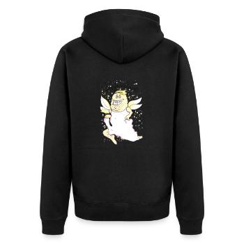 Holger die Faldfee - Unisex Premium Bio Zip Hoodie - Schwarz - Hinten - Nico (187cm)