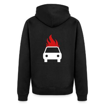 Brennendes Auto 2 - Unisex Premium Bio Zip Hoodie - Schwarz - Hinten - Nico (187cm)