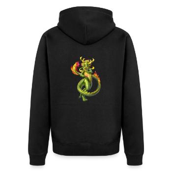 moto der drache - Unisex Premium Bio Zip Hoodie - Schwarz - Hinten - Nico (187cm)