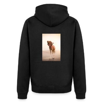 Giraffe with a knot in the throat - Unisex Premium Organic Zip Hoodie - black - Back - Nico (187cm)