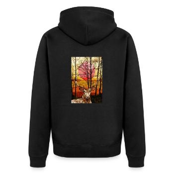 cerf - Veste à capuche bio Premium Unisexe - noir - Dos - Nico (187cm)