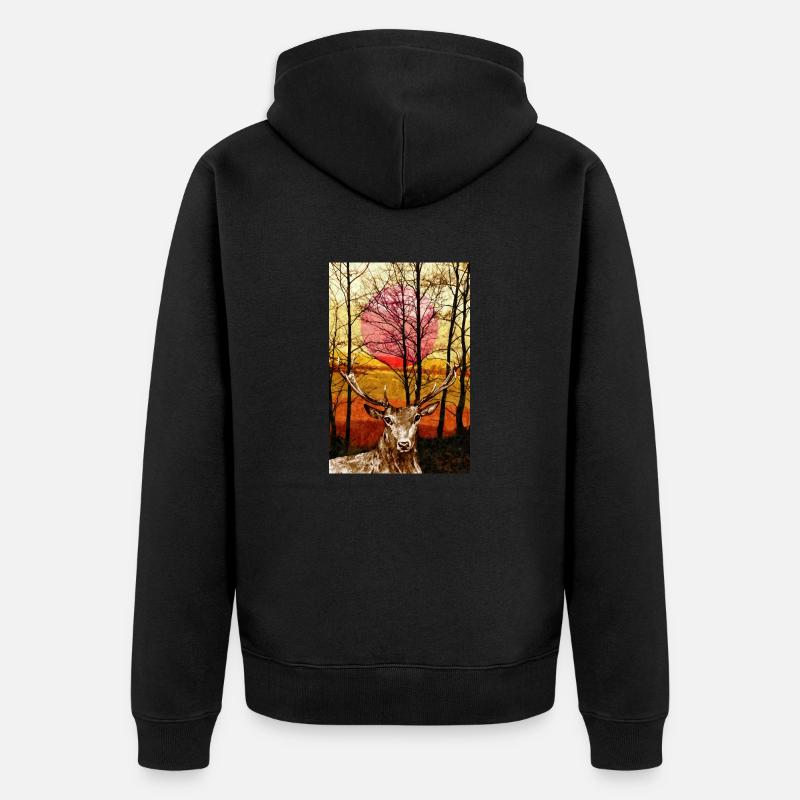 cerf - Veste à capuche bio Premium Unisexe - noir