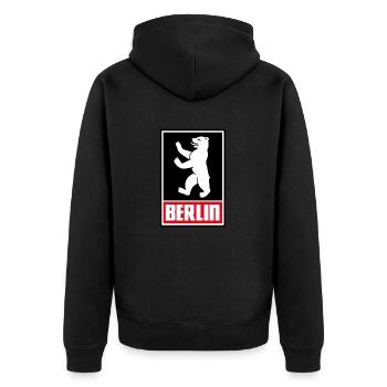 Berlin Capital Hip Hop Berlin Gift - Unisex Premium Organic Zip Hoodie - black - Back - Nico (187cm)