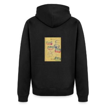 DDR Stempel - Unisex Premium Bio Zip Hoodie - Schwarz - Hinten - Nico (187cm)