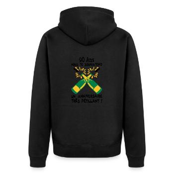 90 ans bouteille petillant anniversaire - Veste à capuche bio Premium Unisexe - noir - Dos - Nico (187cm)