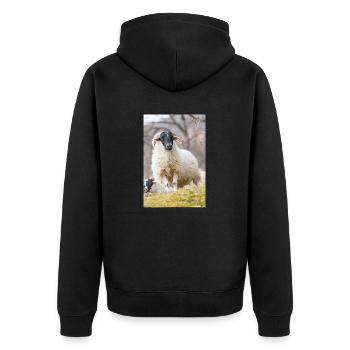 Un mouton des Highlands avec une tête noire chez les écossais - Veste à capuche bio Premium Unisexe - noir - Dos - Nico (187cm)