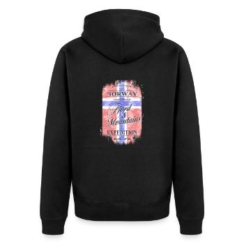 Norway Geiranger Fjord - Vintage Flag - Unisex Premium Organic Zip Hoodie - black - Back - Nico (187cm)