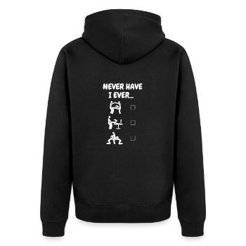 Never Have I Ever ... (white) - Unisex Premium Organic Zip Hoodie - black - Back - Nico (187cm)