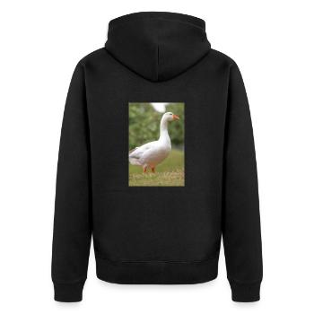 White Goose (domestic goose) - Unisex Premium Organic Zip Hoodie - black - Back - Nico (187cm)