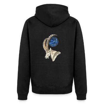 Sternzeichen Steinbock mit Datum und Sternbild - Unisex Premium Bio Zip Hoodie - Schwarz - Hinten - Nico (187cm)