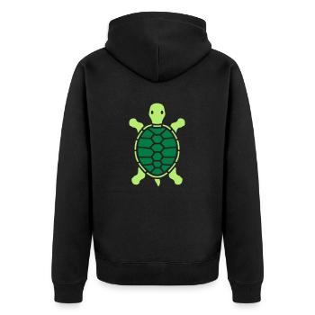legs tortoise walking go turtle shell design logo - Unisex Premium Organic Zip Hoodie - black - Back - Nico (187cm)