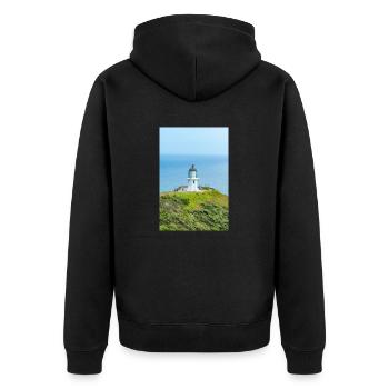 Lighthouse at Cape Reinga (Te Rerenga Wairua) New - Unisex Premium Organic Zip Hoodie - black - Back - Nico (187cm)