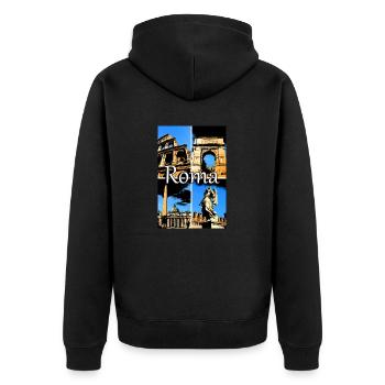 Roma Collage Comic sign lettering - Unisex Premium Bio Zip Hoodie - Schwarz - Hinten - Nico (187cm)