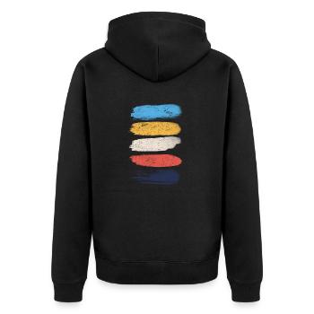 Vintage coups de pinceau couleurs grunge - Veste à capuche bio Premium Unisexe - noir - Dos - Nico (187cm)