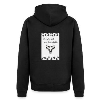 Kuh, Kühe, Milch,Sahne - Unisex Premium Bio Zip Hoodie - Schwarz - Hinten - Nico (187cm)
