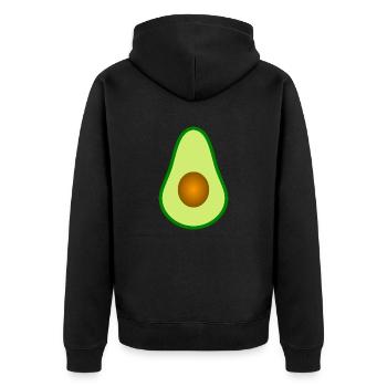 Avocado mit Kern Design zum personalisieren - Unisex Premium Bio Zip Hoodie - Schwarz - Hinten - Nico (187cm)