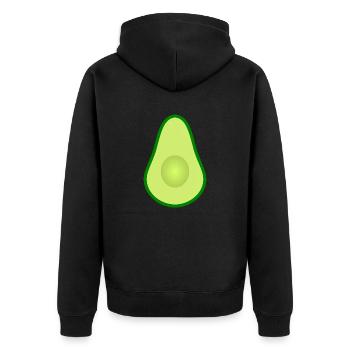 Avocado ohne Kern Design zum personalisieren - Unisex Premium Bio Zip Hoodie - Schwarz - Hinten - Nico (187cm)