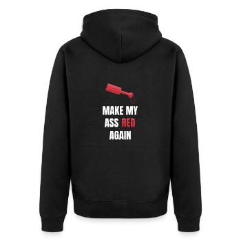Make My Ass Red again Kinky Paddle en cuir BDSM - Veste à capuche bio Premium Unisexe - noir - Dos - Nico (187cm)