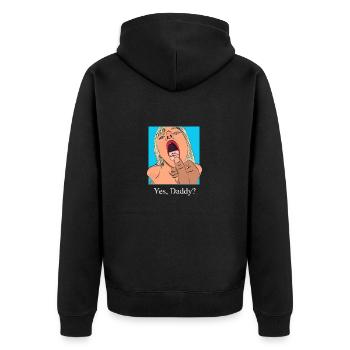 Yes Daddy Girl curvy Comic Pinup drawing - Unisex Premium Bio Zip Hoodie - Schwarz - Hinten - Nico (187cm)