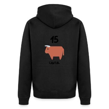 15 Cantal Vache Salers Auvergne - Veste à capuche bio Premium Unisexe - noir - Dos - Nico (187cm)