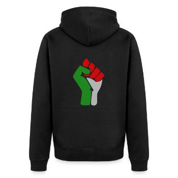 free palestine - Unisex Premium Organic Zip Hoodie - black - Back - Nico (187cm)