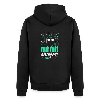 Angler & Fischer Designs - Unisex Premium Bio Zip Hoodie - Schwarz - Hinten - Nico (187cm)