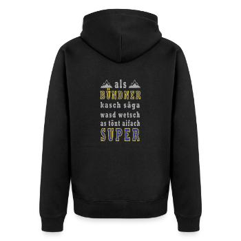 bündner - Unisex Premium Bio Zip Hoodie - Schwarz - Hinten - Nico (187cm)