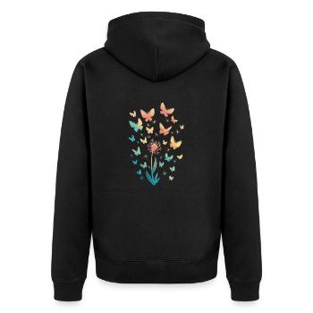 Butterflies Watercolor - Unisex Premium Organic Zip Hoodie - black - Back - Nico (187cm)