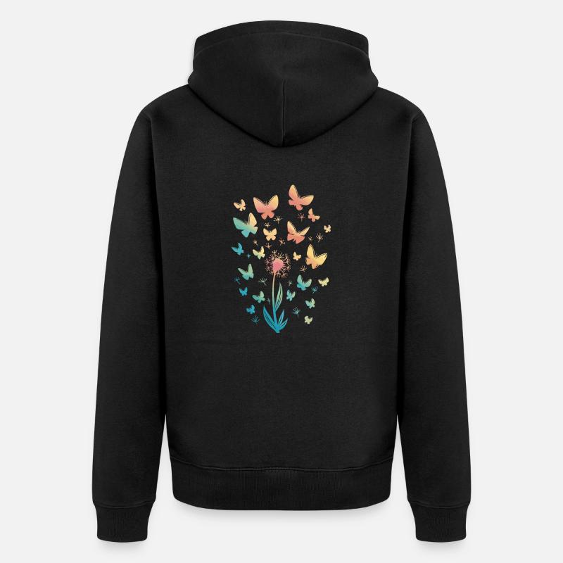Papillons Aquarelle - Veste à capuche bio Premium Unisexe - noir