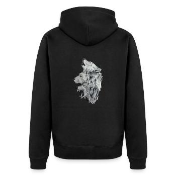 Three wolves - Unisex Premium Organic Zip Hoodie - black - Back - Nico (187cm)
