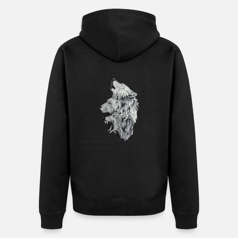 Trois loups - Veste à capuche bio Premium Unisexe - noir