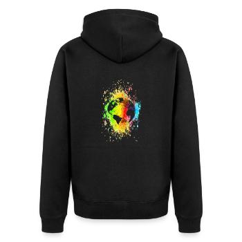 world 03 07 03 01 - Unisex Premium Organic Zip Hoodie - black - Back - Nico (187cm)