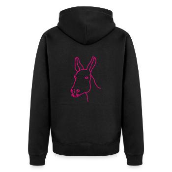 Donkey Esel - Unisex Premium Bio Zip Hoodie - Schwarz - Hinten - Nico (187cm)