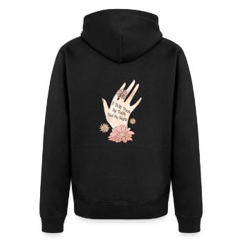 Own way self-love self-confidence - Unisex Premium Organic Zip Hoodie - black - Back - Nico (187cm)