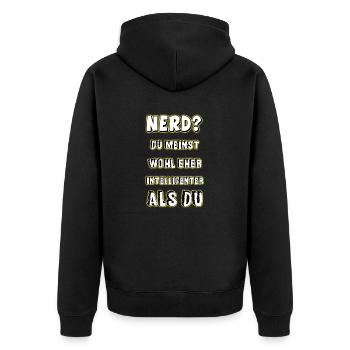 Nerd - Unisex Premium Bio Zip Hoodie - Schwarz - Hinten - Nico (187cm)