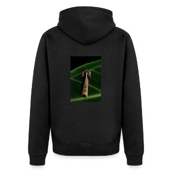 Citharomantis falcata adult male - Unisex Premium Bio Zip Hoodie - Schwarz - Hinten - Nico (187cm)
