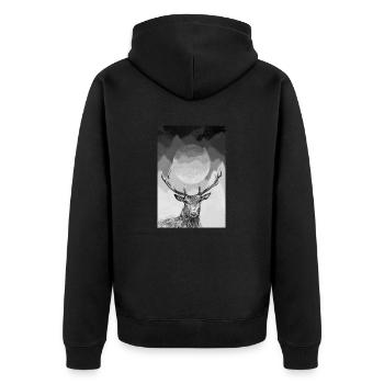 Deer - Unisex Premium Organic Zip Hoodie - black - Back - Nico (187cm)