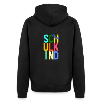 Schulkind Papa - Unisex Premium Bio Zip Hoodie - Schwarz - Hinten - Nico (187cm)
