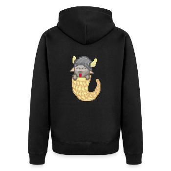 W - Unisex Premium Bio Zip Hoodie - Schwarz - Hinten - Nico (187cm)