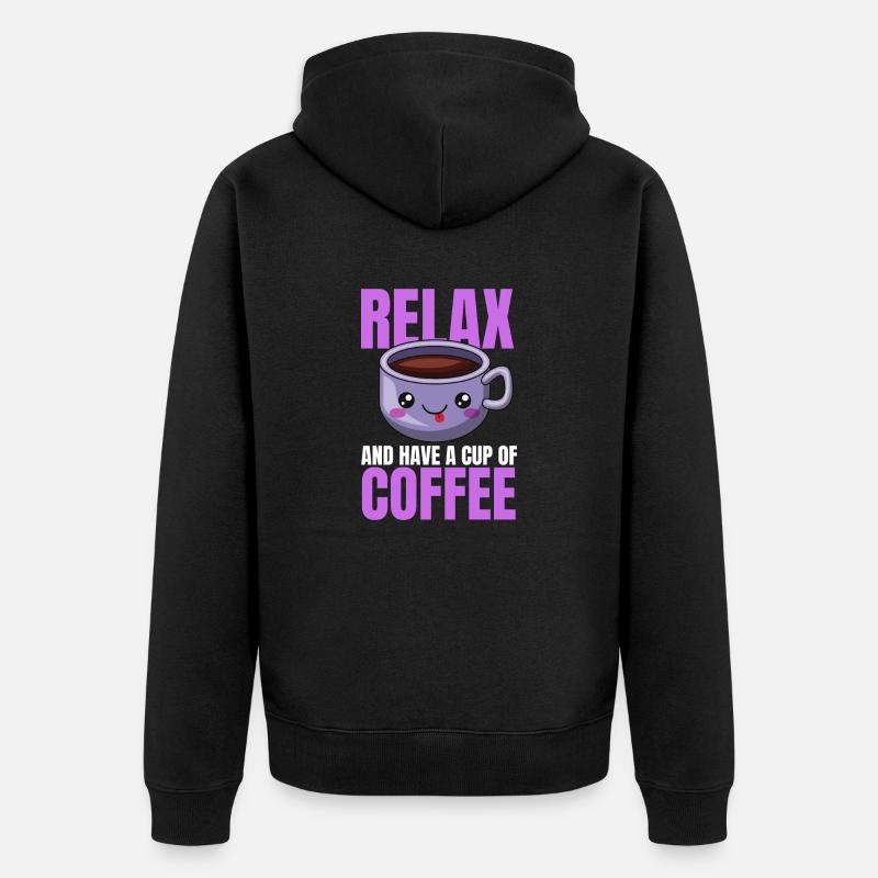 Conception de café de relaxation - Veste à capuche bio Premium Unisexe - noir