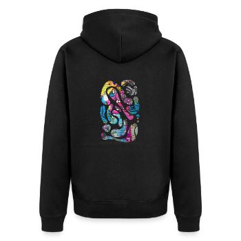 Graffiti-Stil Splash Hip Hop Farben Maler Farbe - Unisex Premium Bio Zip Hoodie - Schwarz - Hinten - Nico (187cm)