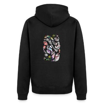 Graffiti-Stil Splash Hip Hop Farben Maler Farbe - Unisex Premium Bio Zip Hoodie - Schwarz - Hinten - Nico (187cm)