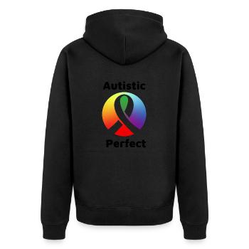 Autistic Perfect - Unisex Premium Organic Zip Hoodie - black - Back - Nico (187cm)