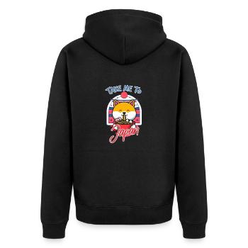 BRING MICH NACH JAPAN - Unisex Premium Bio Zip Hoodie - Schwarz - Hinten - Nico (187cm)