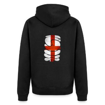 England UK London British English United Kingdom - Unisex Premium Organic Zip Hoodie - black - Back - Nico (187cm)