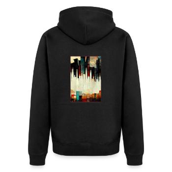 Astract Land of Piano - Unisex Premium Bio Zip Hoodie - Schwarz - Hinten - Nico (187cm)