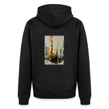 Abstract Tall Towers - Unisex Premium Bio Zip Hoodie - Schwarz - Hinten - Nico (187cm)