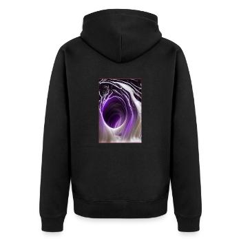 Lila Abstrakt Art - Unisex Premium Bio Zip Hoodie - Schwarz - Hinten - Nico (187cm)