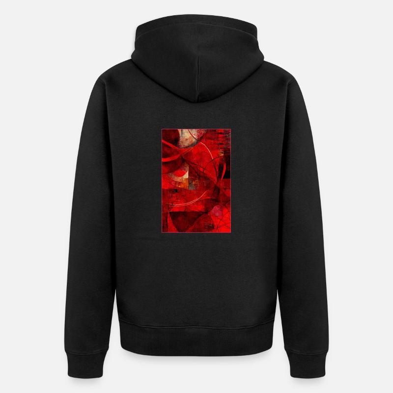 Fabric red pattern abstract - Unisex Premium Bio Zip Hoodie - Schwarz