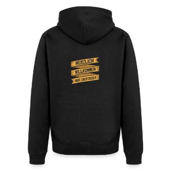 Übertrieben - Spruch Statement Fun Sarkasmus - Unisex Premium Bio Zip Hoodie - Schwarz - Hinten - Nico (187cm)